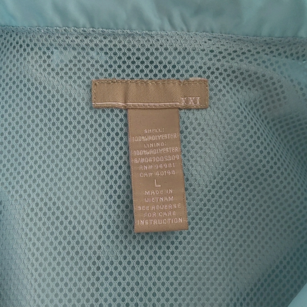 Forever 21 Blue Zip up Nylon Jacket with Mesh Lining Sz L Juniors - Picture 7 of 8